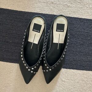 Dolce Vita Black Flat mules with Silver grommets in size 8